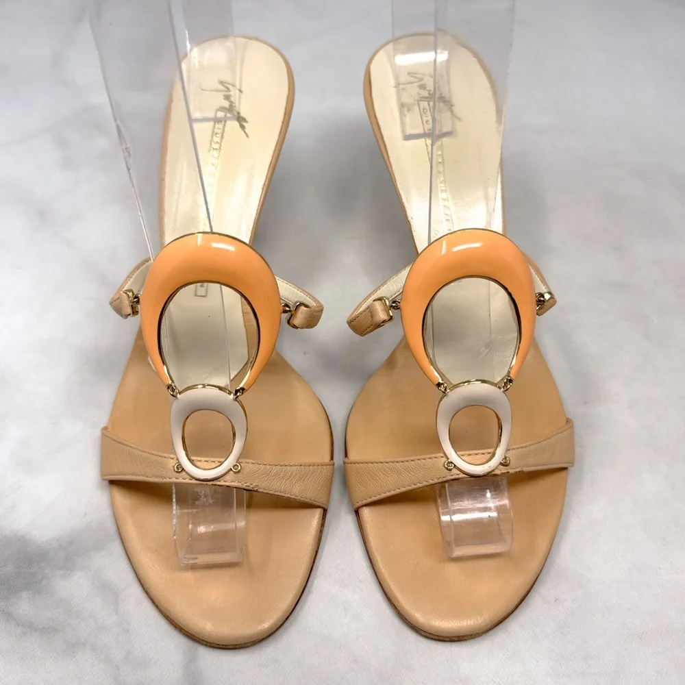 Giuseppe Zanotti Vicini Vintage Y2K Half Moon Open Toe Slide Mule Sandal Heels